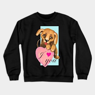 Cute dog. Baby pets. Puppy friendship love. Crewneck Sweatshirt